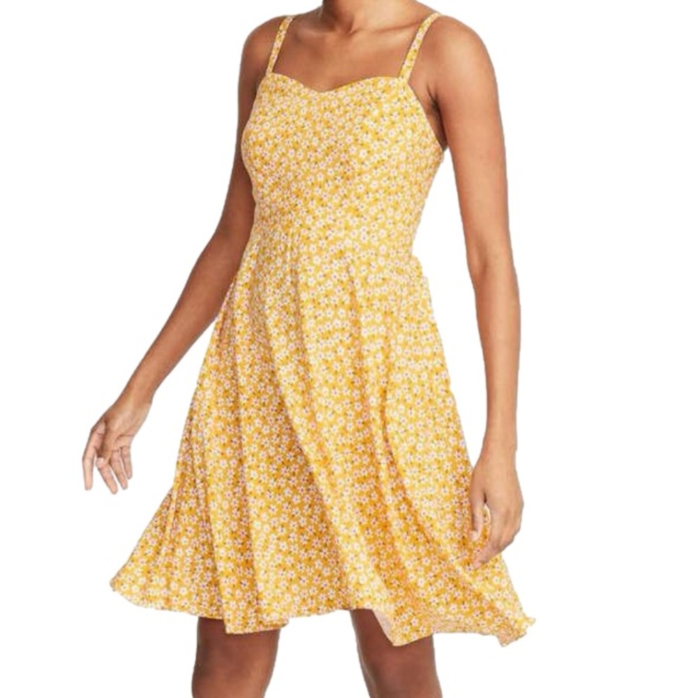 Old Navy Yellow Floral Midi Dress